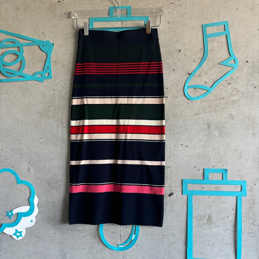 NWT Demylee 100% Cotton Striped Midi Bodycon Pencil Skirt